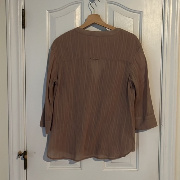 AllSaints | Wairyn Button Down Split Neck Blouse Shirt Size 4 Neutral Cotton - Picture 9 of 11